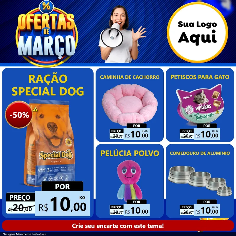 Modelo de Rede Social para Feed Facebook com o tema Ofertas de Março para Pet Shop