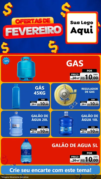 Modelo de TV para TV Vertical com o tema Ofertas de Fevereiro para Água e gás