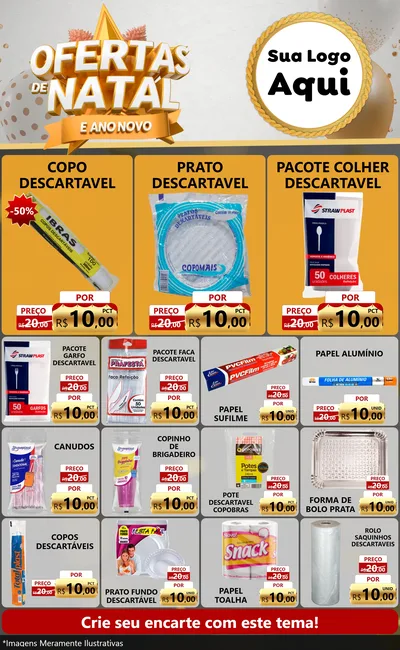 Modelo de Encarte para Encarte Grande com o tema Ofertas De Natal E Ano Novo para Embalagens