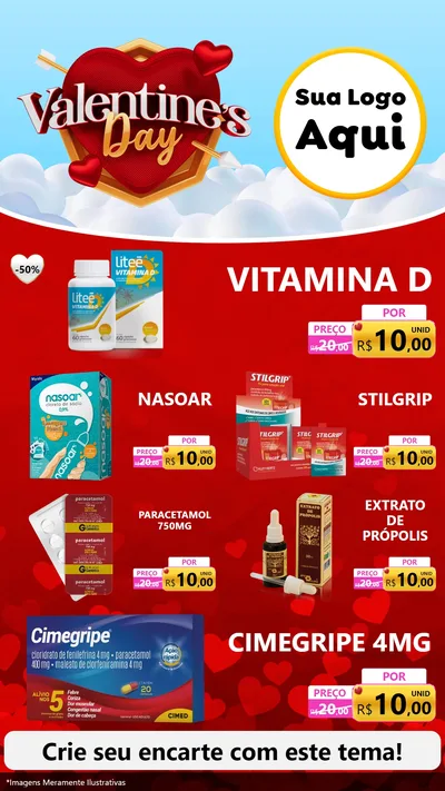 Modelo de TV para TV Vertical com o tema Valentine's Day para Farmácia