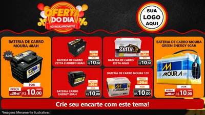 Modelo de TV para TV Horizontal com o tema Oferta do Dia - Só hoje, Aproveite! para Baterias Elétricas