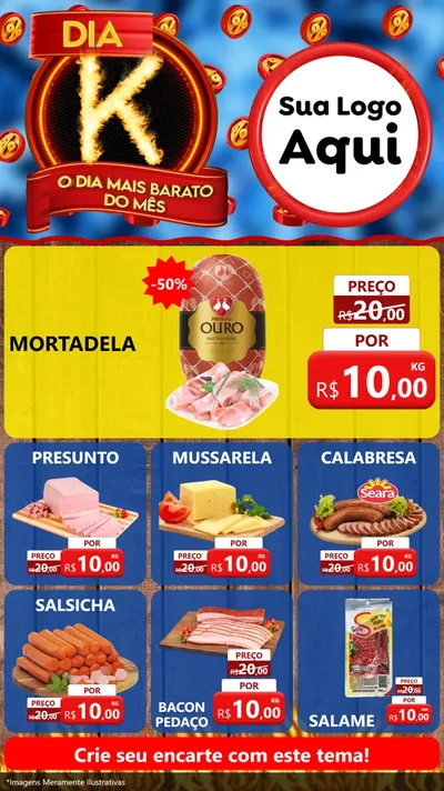 Modelo de Rede Social para Stories com o tema Dia K - O Dia Mais Barato Do Mês para Frios e Laticínios