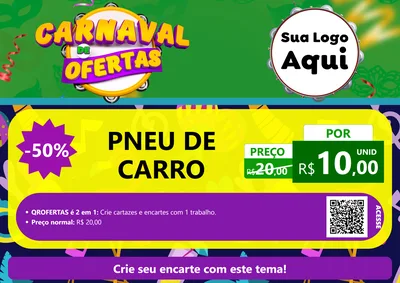 Modelo de Cartaz para Cartaz A4 Horizontal com o tema Carnaval de Ofertas para Auto peças