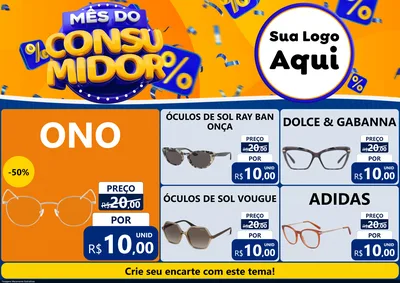 Modelo de Encarte para Encarte A4 Horizontal com o tema Mês do Consumidor para Óticas