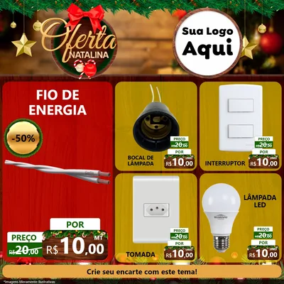 Modelo de Rede Social para Feed Facebook com o tema Ofertas Natalina para Materiais Elétricos