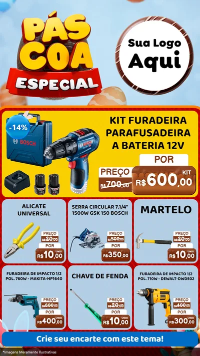 Modelo de Rede Social para Stories com o tema Páscoa Especial para Maquinas e Ferramentas