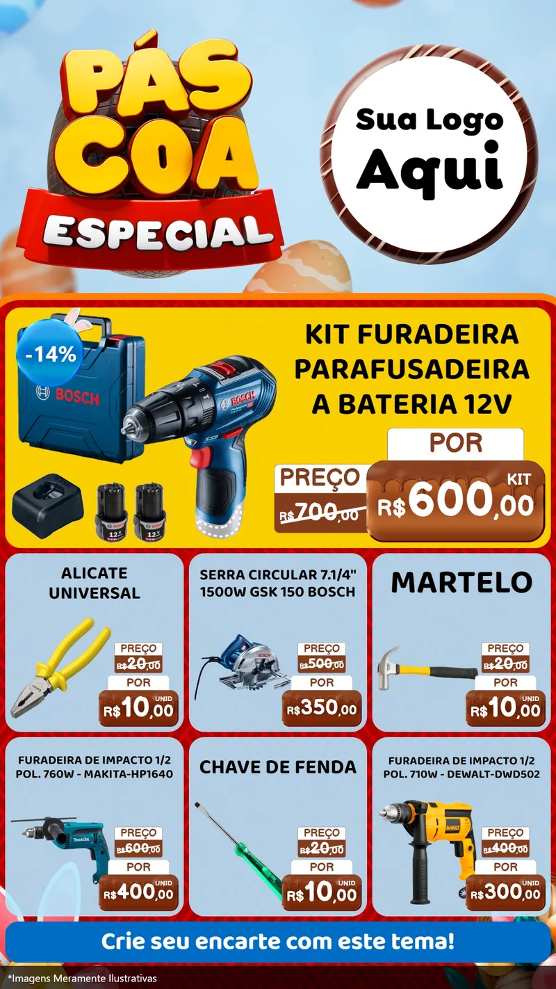 Modelo de Rede Social para Stories com o tema Páscoa Especial para Maquinas e Ferramentas