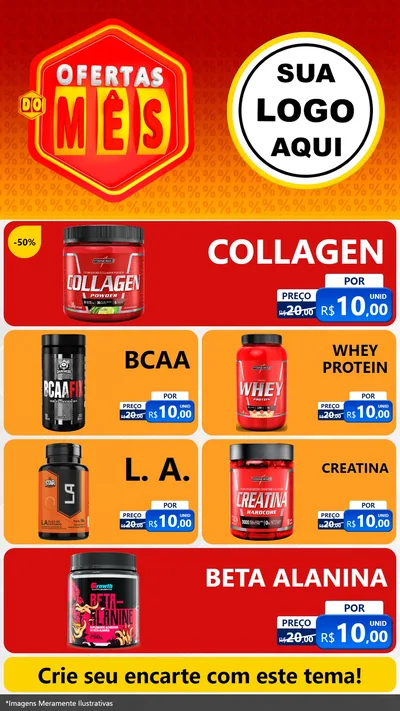 Modelo de TV para TV Vertical com o tema Ofertas do Mês para Suplementos alimentares