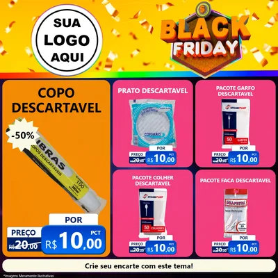 Modelo de Rede Social para Feed Facebook com o tema Black Friday para Embalagens