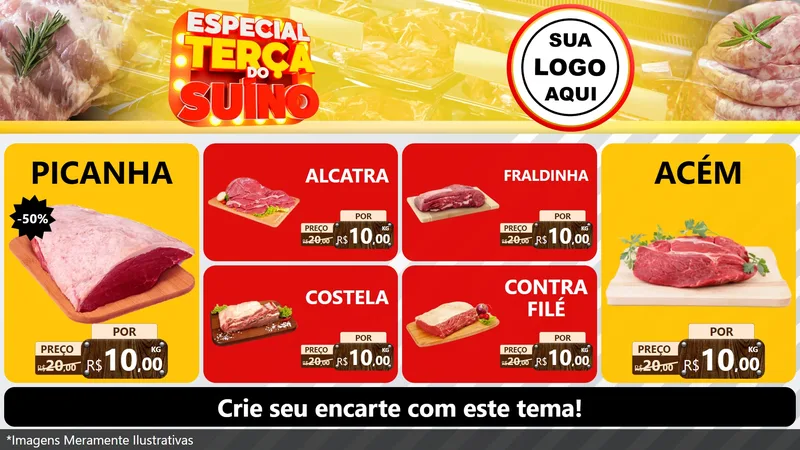 Modelo de TV para TV Horizontal com o tema Especial Terça do Suíno para Açougue