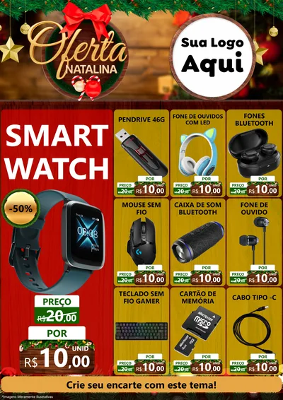 Modelo de Encarte para Encarte A4 Vertical com o tema Ofertas Natalina para Informática