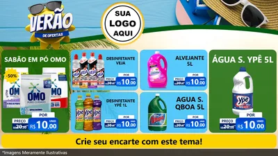 Modelo de TV para TV Horizontal com o tema Verão de Ofertas para Produtos de Limpeza