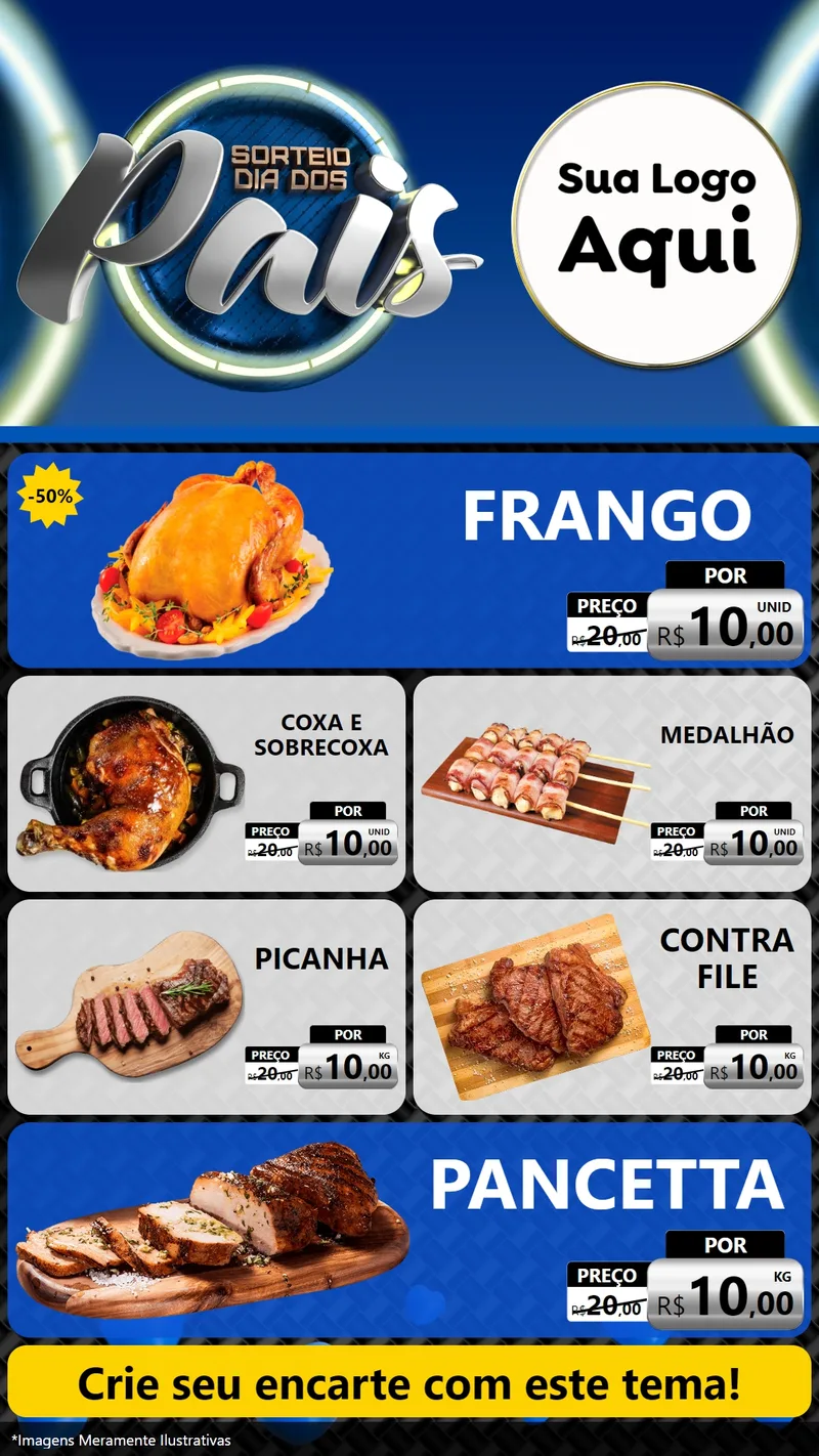 Modelo de TV para TV Vertical com o tema Sorteio Dia Dos Pais para Assados