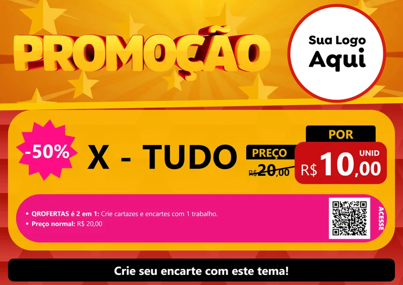 Modelo de Cartaz para Cartaz A4 Horizontal com o tema Promoção para Hamburgueria