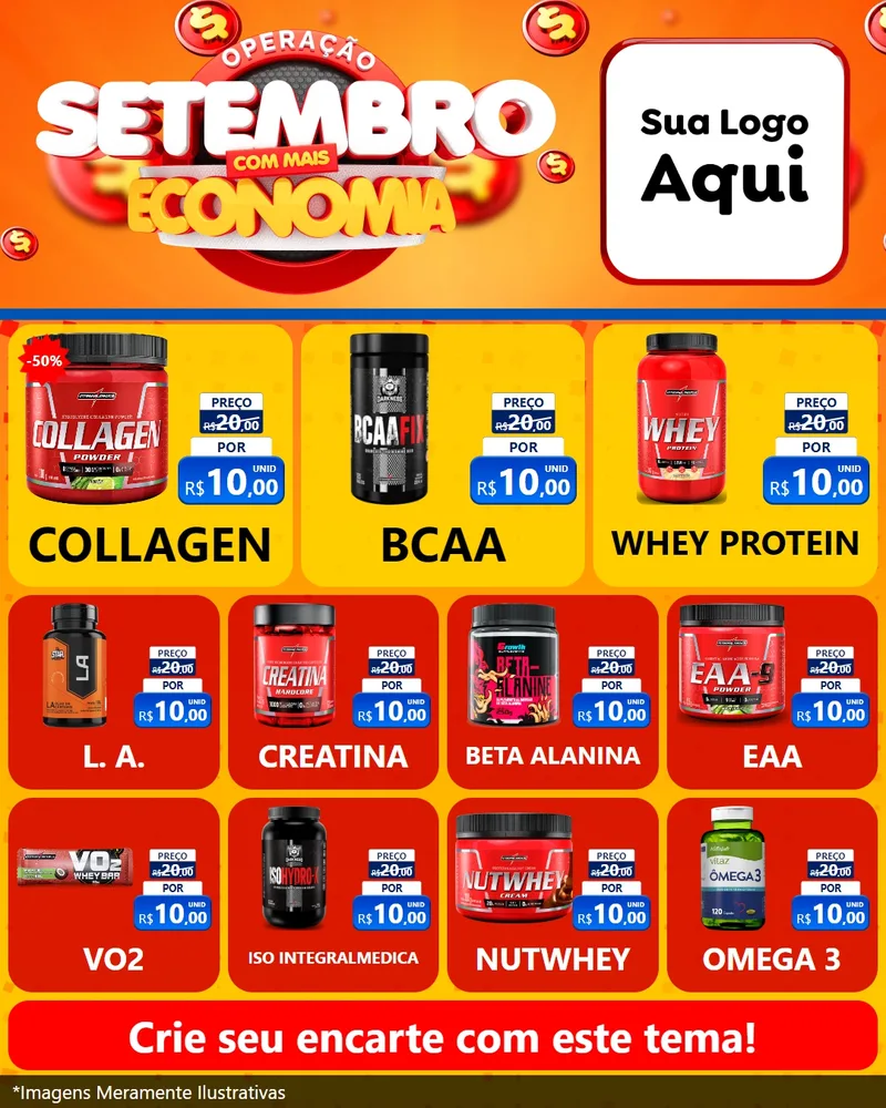 Modelo de Rede Social para Feed Instagram com o tema Operação Setembro Com Muita Economia para Suplementos alimentares
