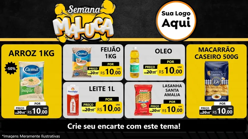 Modelo de TV para TV Horizontal com o tema Semana Maluca para Supermercado
