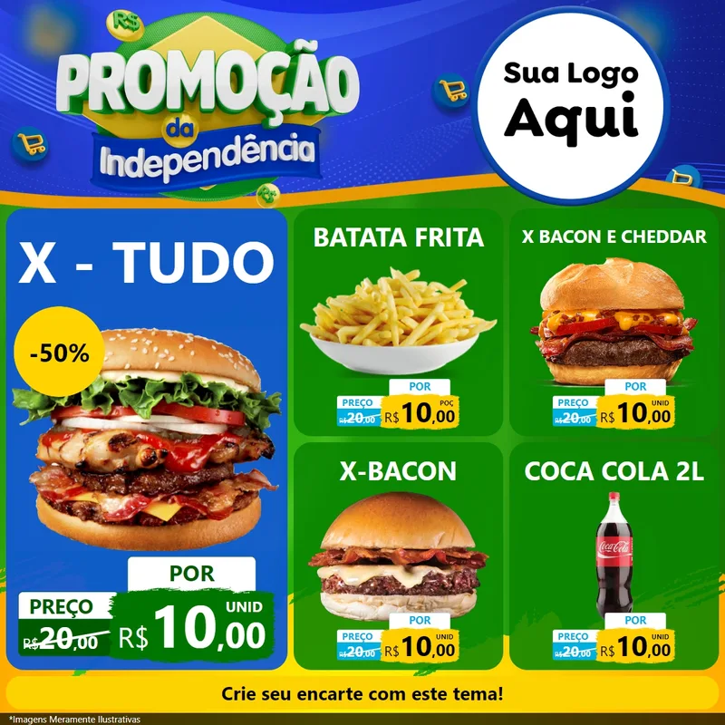 Modelo de Rede Social para Feed Facebook com o tema Promoção da Independência para Hamburgueria