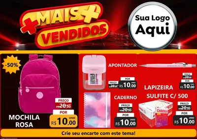 Modelo de Encarte para Encarte A4 Horizontal com o tema Mais Vendidos para Papelaria