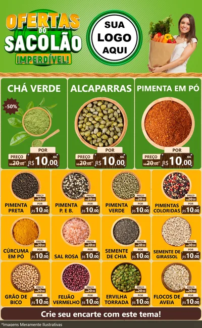 Modelo de Encarte para Encarte Grande com o tema Ofertas do Sacolão Imperdível! para Produtos Naturais