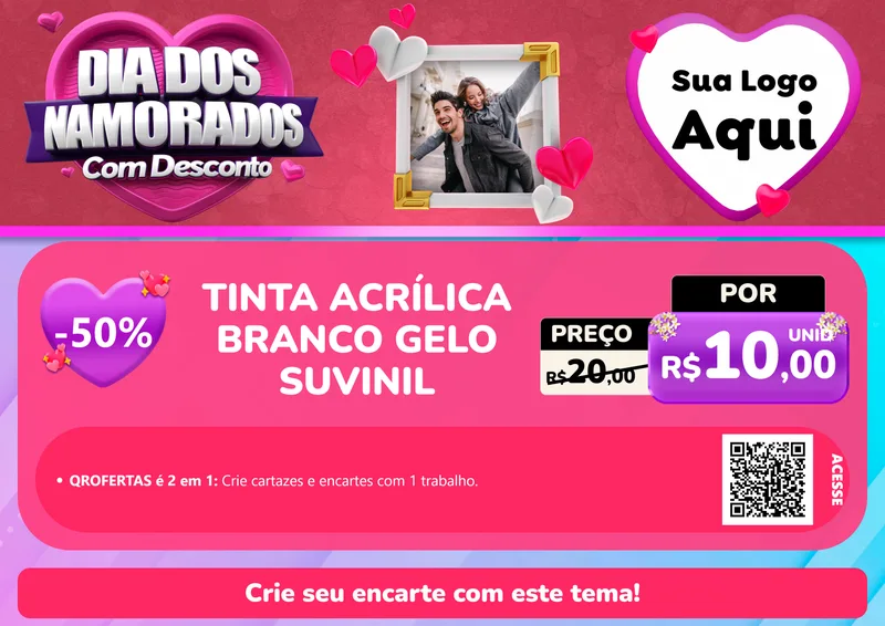 Modelo de Cartaz para Cartaz A4 Horizontal com o tema Dia Dos Namorados Com Desconto para Tintas e Ferramentas