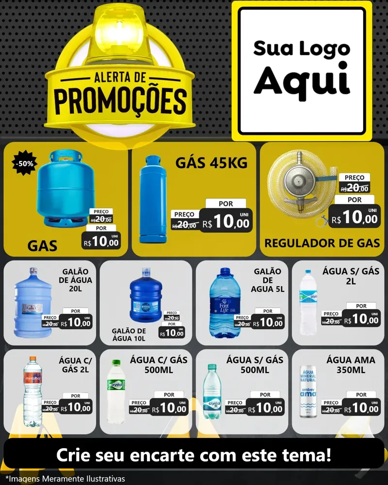 Modelo de Rede Social para Feed Instagram com o tema Alerta de Promoções para Água e gás
