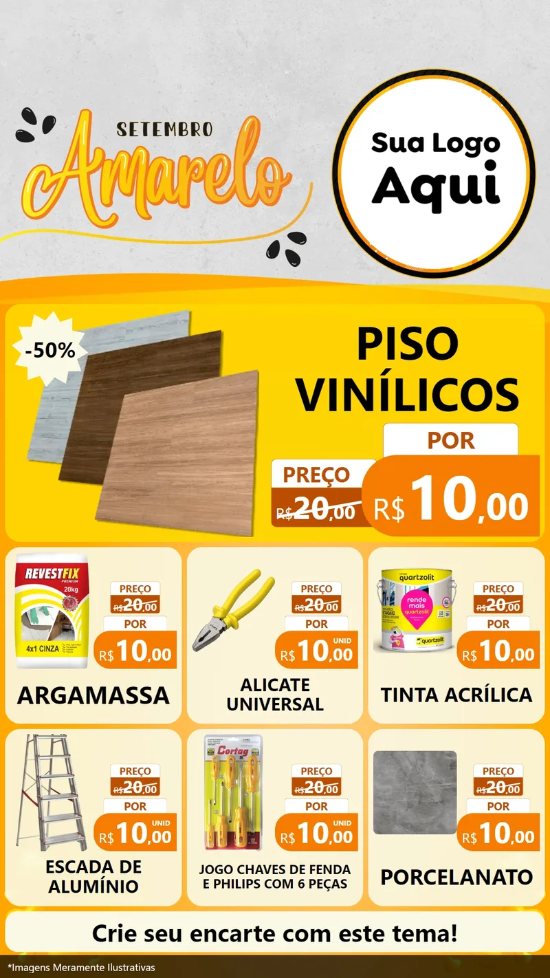 Modelo de Rede Social para Stories com o tema Setembro Amarelo para Material para Construção