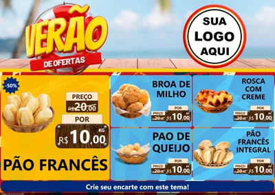 Modelo de Encarte para Encarte A4 Horizontal com o tema Verão de Ofertas para Padaria