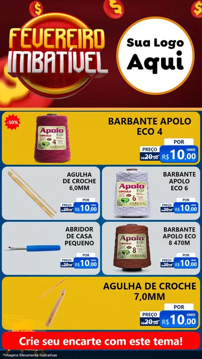 Modelo de TV para TV Vertical com o tema Fevereiro Imbatível para Armarinho e Aviamentos