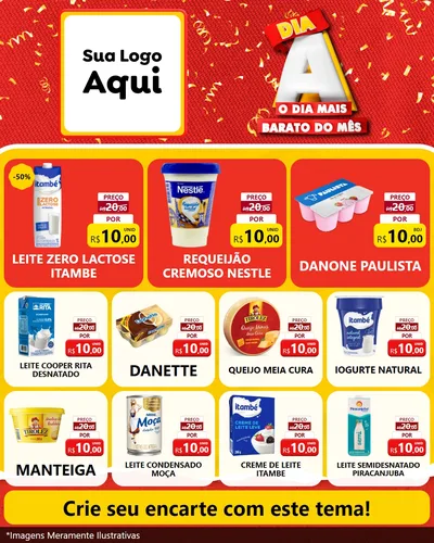 Modelo de Rede Social para Feed Instagram com o tema Dia A o Dia Mais Barato do Mês para Frios e Laticínios