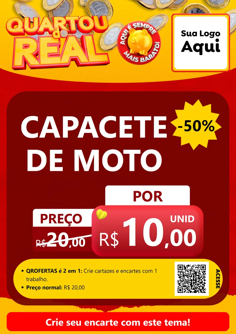 Modelo de Cartaz para Cartaz A4 Vertical com o tema Quartou do Real para Moto peças