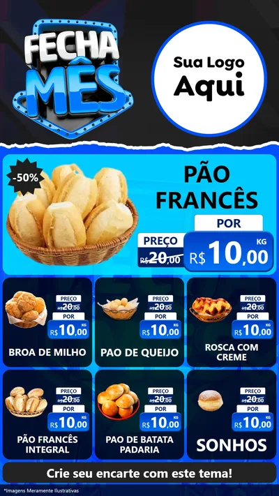 Modelo de Rede Social para Stories com o tema Fecha Mês para Padaria