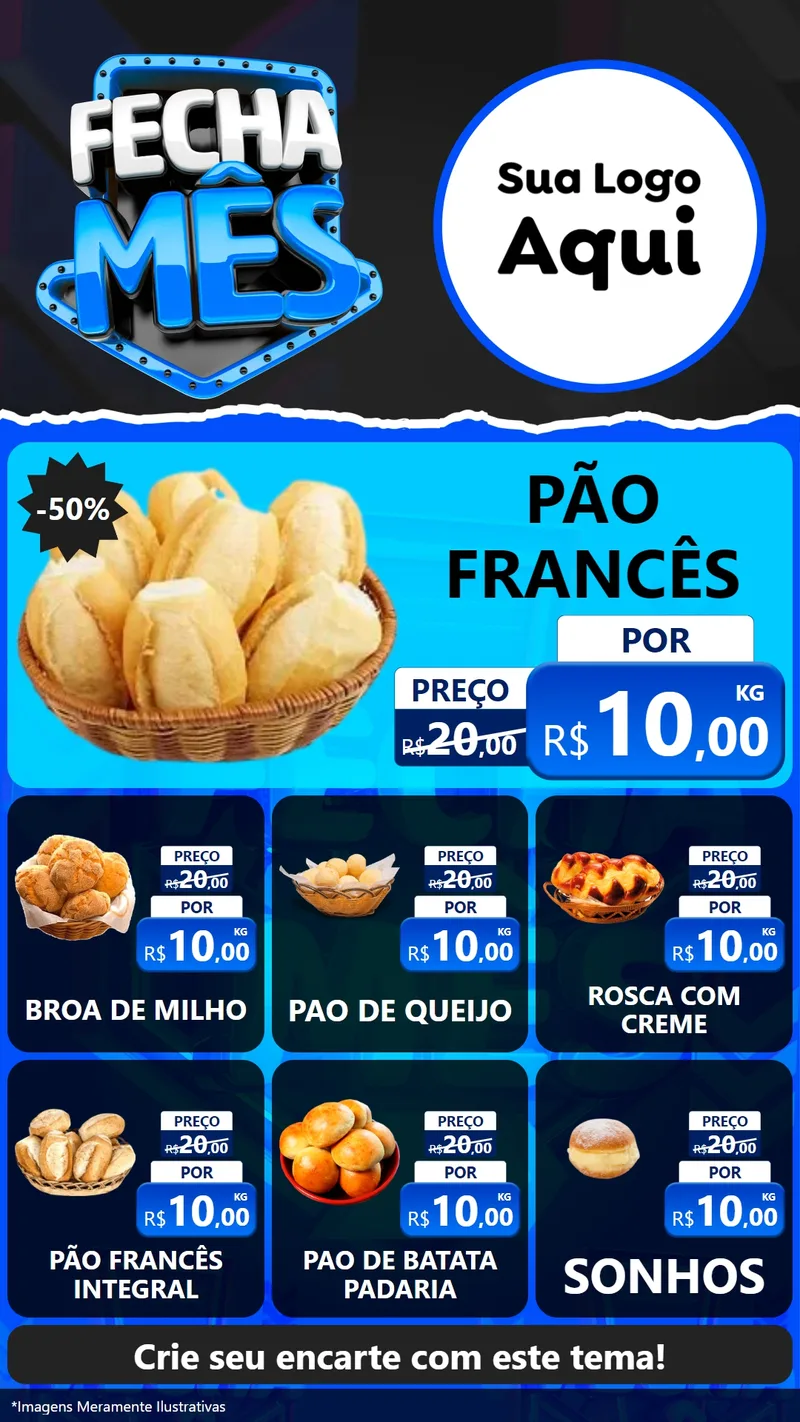 Modelo de Rede Social para Stories com o tema Fecha Mês para Padaria