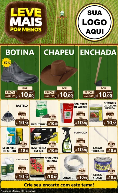 Modelo de Encarte para Encarte Grande com o tema Leve Mais Por Menos - Agro para Agropecuária