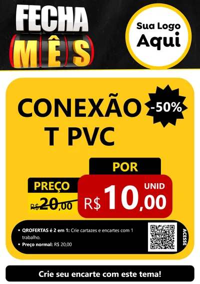Modelo de Cartaz para Cartaz A4 Vertical com o tema Fecha Mês para Tubos e conexões