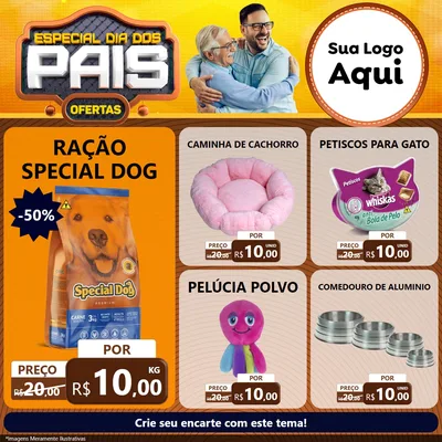 Modelo de Rede Social para Feed Facebook com o tema Especial Dia dos Pais para Pet Shop