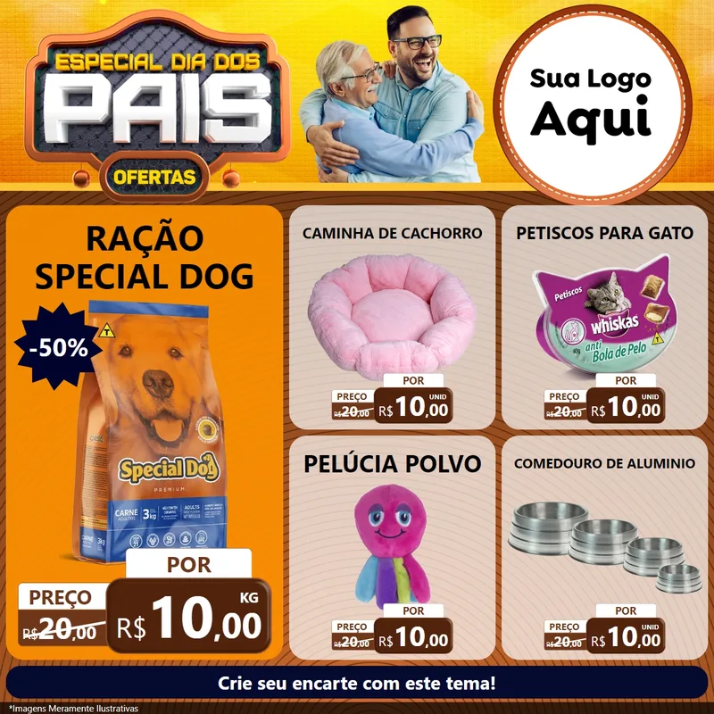 Modelo de Rede Social para Feed Facebook com o tema Especial Dia dos Pais para Pet Shop