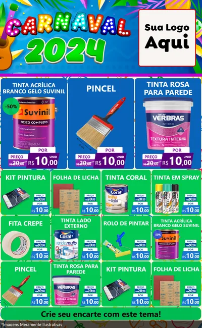 Modelo de Encarte para Encarte Grande com o tema Carnaval 2027 para Tintas e Ferramentas