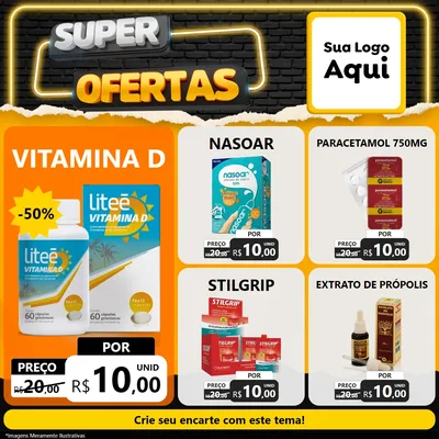 Modelo de Rede Social para Feed Facebook com o tema Super Ofertas para Farmácia