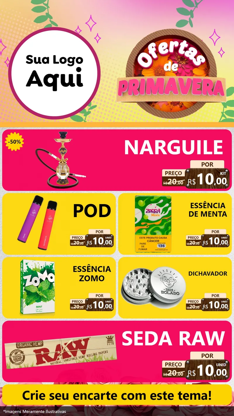 Modelo de TV para TV Vertical com o tema Ofertas de Primavera para Tabacaria