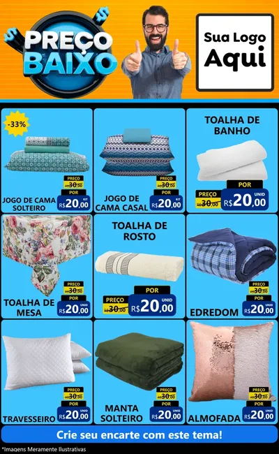 Modelo de Encarte para Encarte Grande com o tema Preço Baixo para Cama, Mesa e Banho