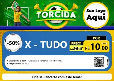 Modelo de Cartaz para Cartaz A4 Horizontal com o tema Torcida para Hamburgueria