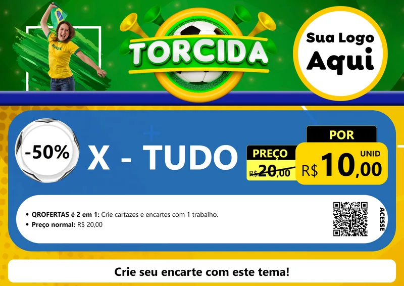 Modelo de Cartaz para Cartaz A4 Horizontal com o tema Torcida para Hamburgueria