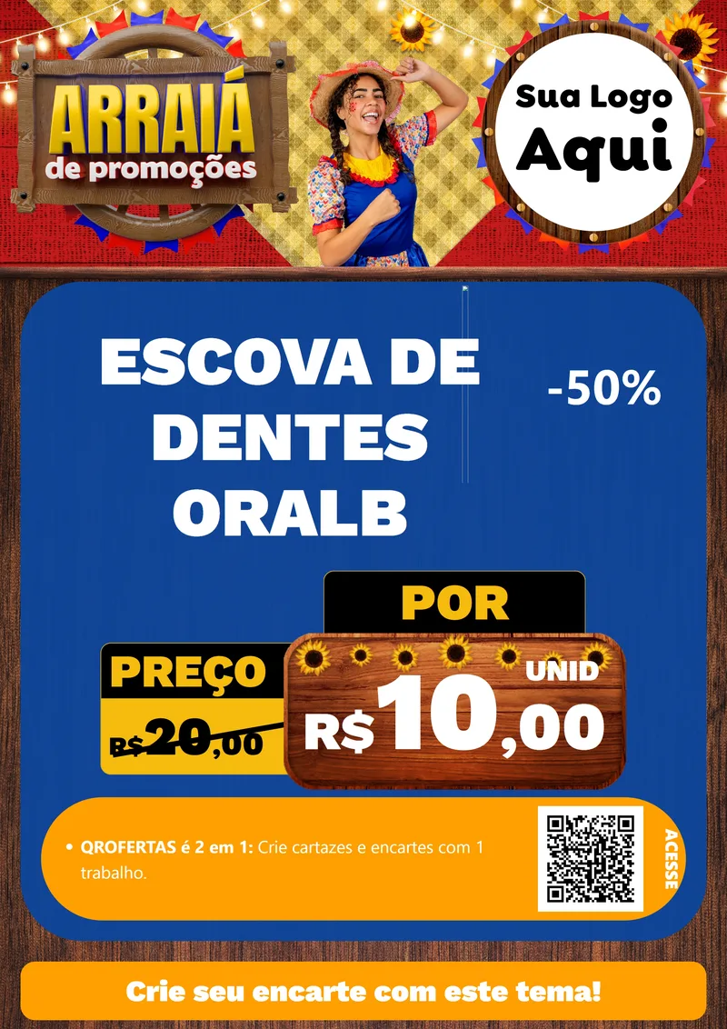 Modelo de Cartaz para Cartaz A4 Vertical com o tema Arraiá de Promoções para Higiene Pessoal