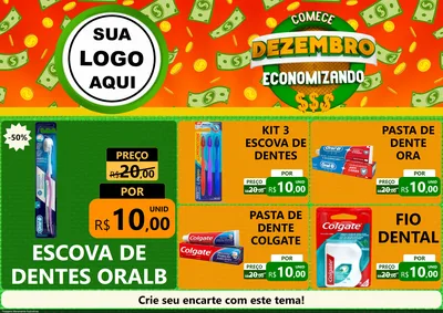 Modelo de Encarte para Encarte A4 Horizontal com o tema Comece Dezembro Economizando para Higiene Pessoal