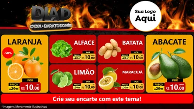 Modelo de TV para TV Horizontal com o tema Dia D, O Dia Mais Barato Do Mês para Hortifrúti