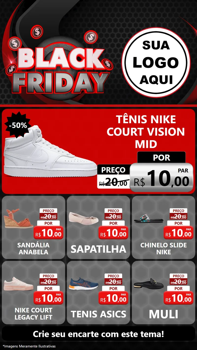 Modelo de Rede Social para Stories com o tema Black Friday para Calçados