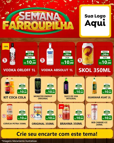 Modelo de Rede Social para Feed Instagram com o tema Semana Farroupilha para Distribuidora de bebidas