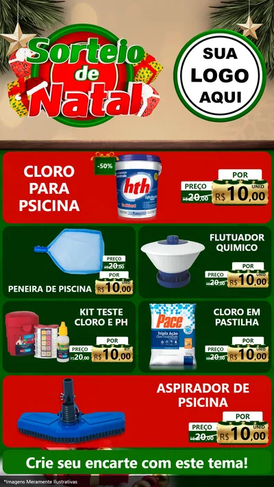 Modelo de TV para TV Vertical com o tema Sorteio de Natal para Produtos para Piscina