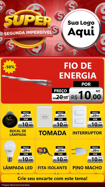 Modelo de Rede Social para Stories com o tema Super Segunda Imperdível para Materiais Elétricos