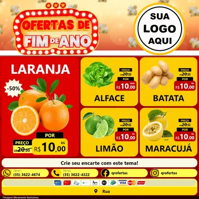 Modelo de Rede Social para Feed Facebook com o tema Ofertas de Fim de Ano para Hortifrúti